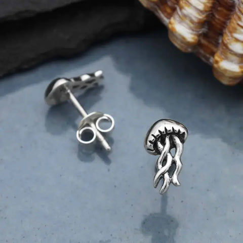 Sterling Silver Jellyfish Stud Earrings