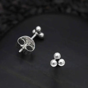 Sterling Silver 3 Granulation Dots Post Earrings - 4x4mm