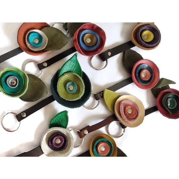 Leather Flower Key Chain