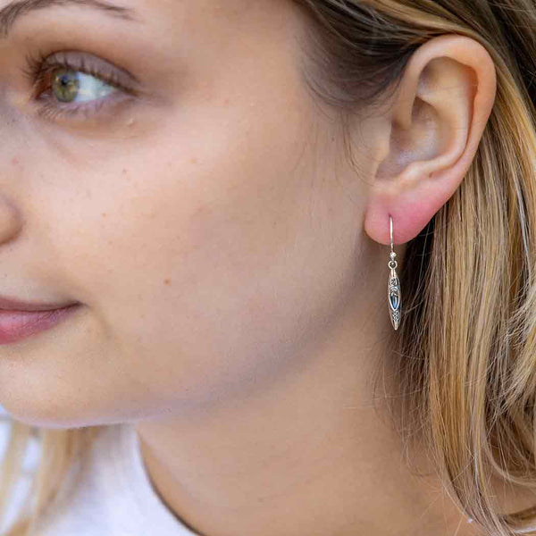 Sterling Silver Kayak Dangle Earrings 31x4mm