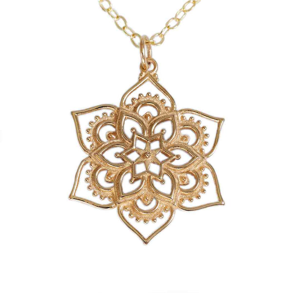 Openwork Lotus Mandala Necklace - Bronze