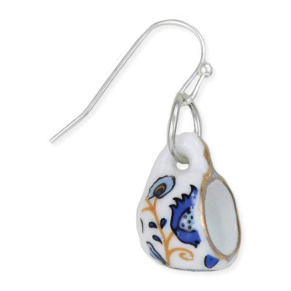 Blue & Yellow Ceramic Teacup Earrings