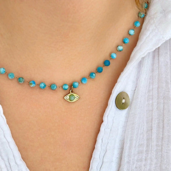 Blue Lace Agate Evil Eye Necklace