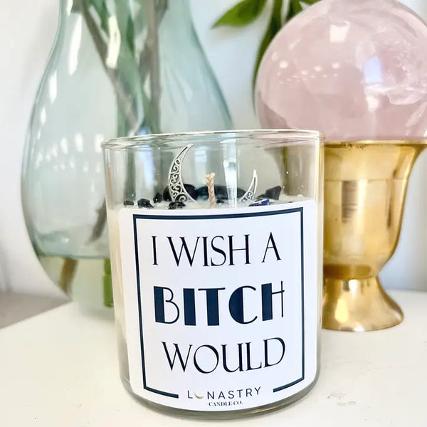 I Wish A Bitch Would Soy Wax & Crystal Candle