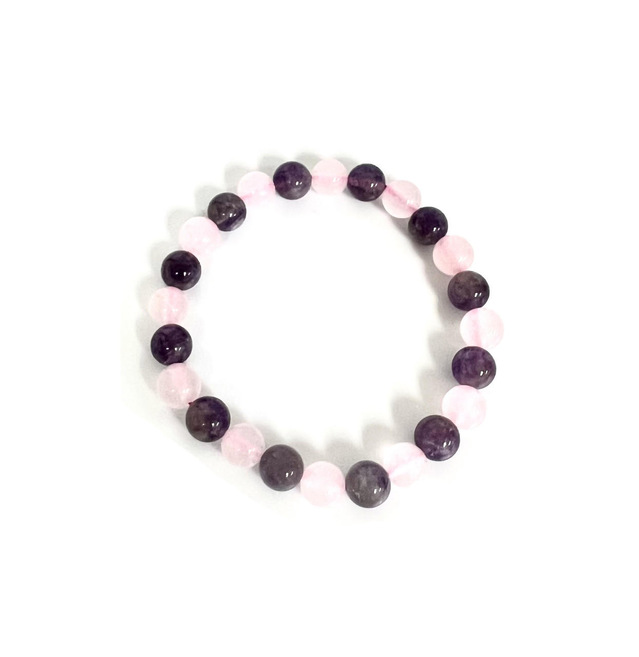 Amethyst and Rose Quartz Elastic Bracelet