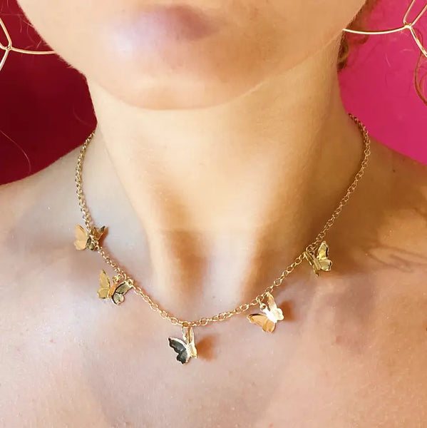 Ellison+Young Butterfly Colony Gold Plated Necklace