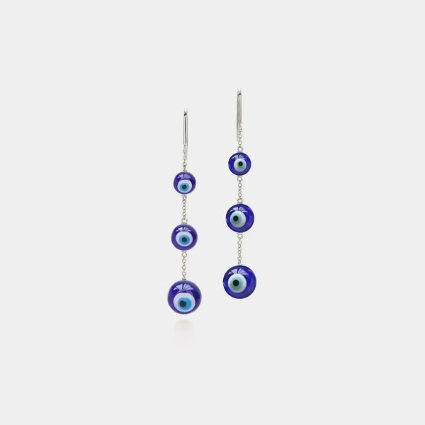 Glass Bead Evil Eye Drop Earrings