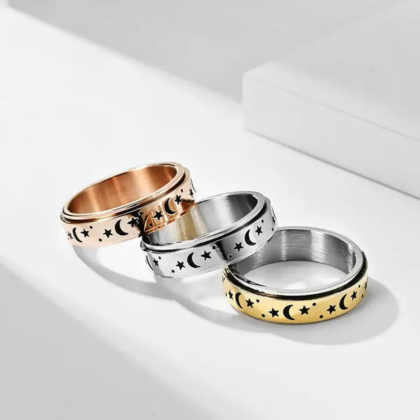 Moon Star Spinner Fidget Ring