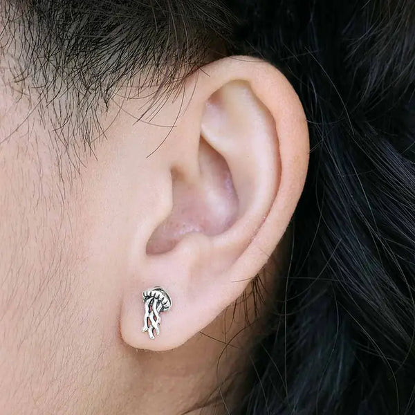 Sterling Silver Jellyfish Stud Earrings