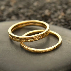 24K Plated Hammer Finish Stacking Ring