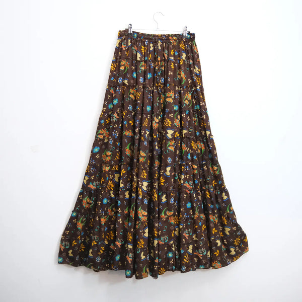 Boho Floral Whimsy Tiered Maxi Skirt