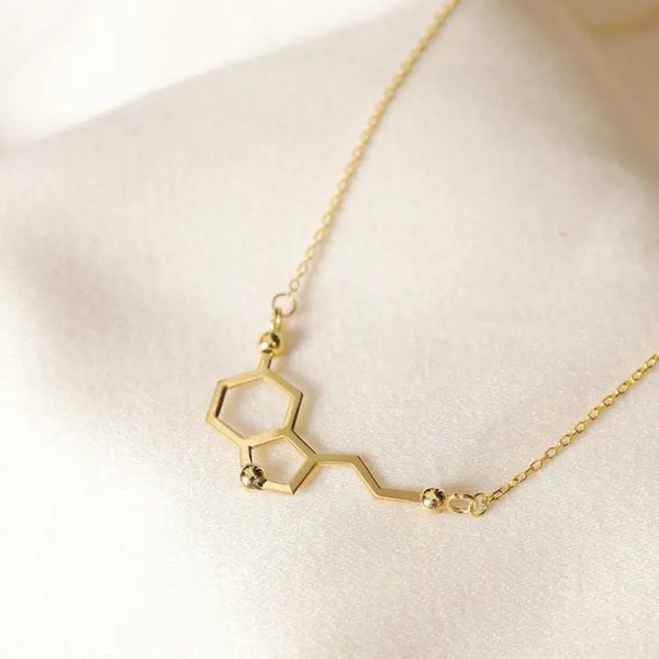 Sterling Silver Serotonin Molecule Necklace