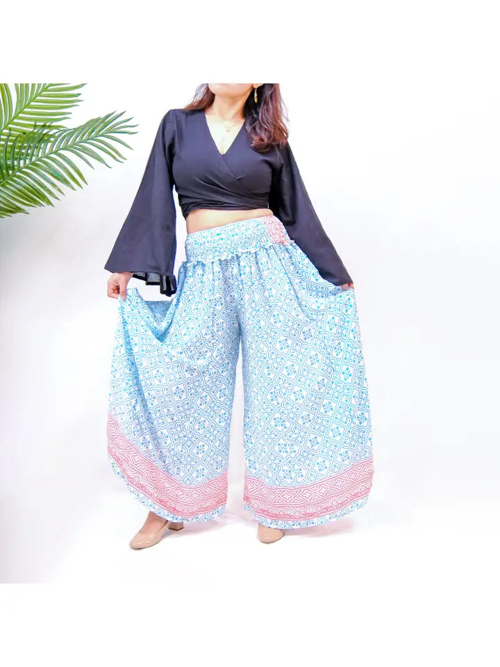 Flowy Silk Palazzo Wide Leg Pant