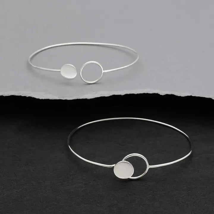 Sterling Silver Circle and Dot Hook and Eye Bracelet