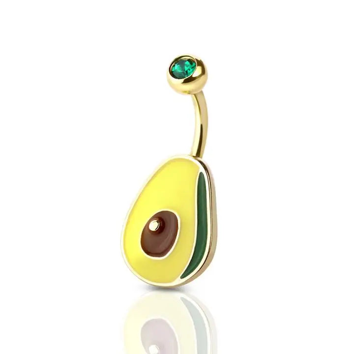 Avocado 316L Surgical Steel Navel Ring - Gold
