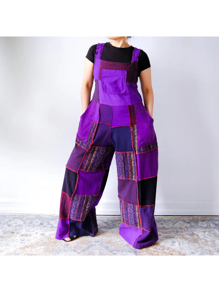 Solid Patchwork Cotton Wide Leg Jumpsuit