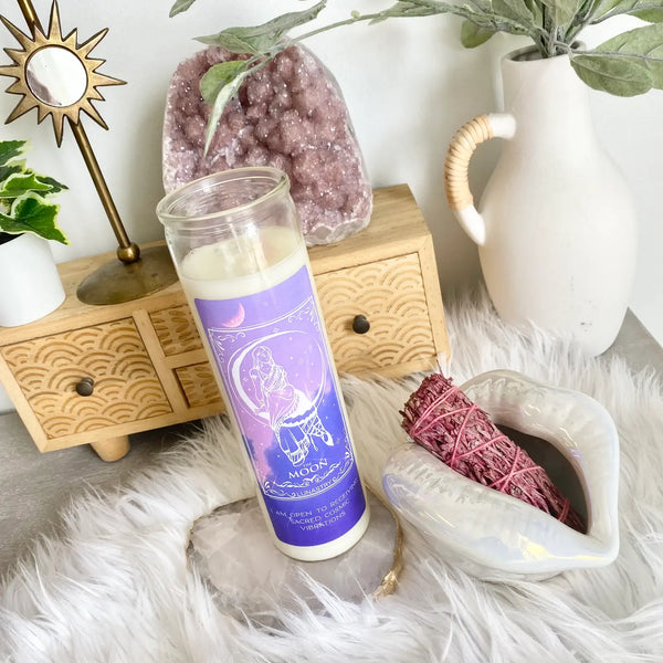Lunastry Soy Wax & Crystal Candles - Moon Prayer Candle