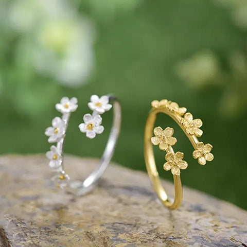 Cherry Blossom Sakura Bloom Adjustable Ring