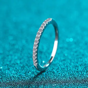 Slim Moissanite Sterling Silver Engagement Ring