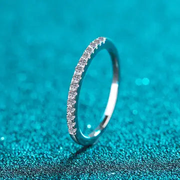 Slim Moissanite Sterling Silver Engagement Ring