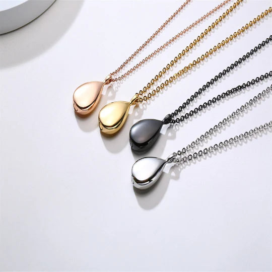 Stainless Steel Teardrop Urn Pendant Necklace