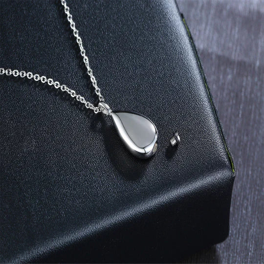 Stainless Steel Teardrop Urn Pendant Necklace