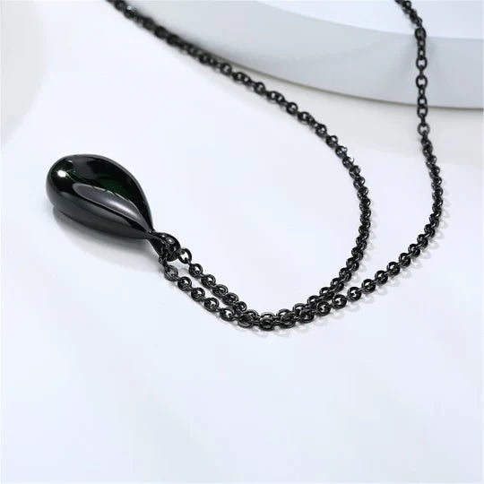 Stainless Steel Teardrop Urn Pendant Necklace