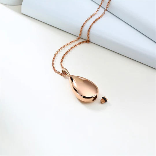 Stainless Steel Teardrop Urn Pendant Necklace