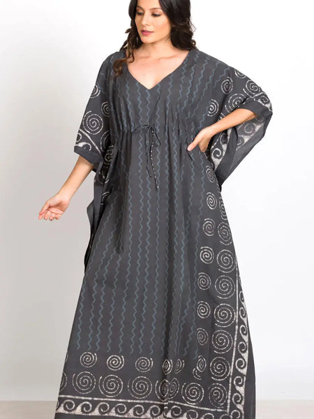 Spiral Block Print Kaftan Dresses
