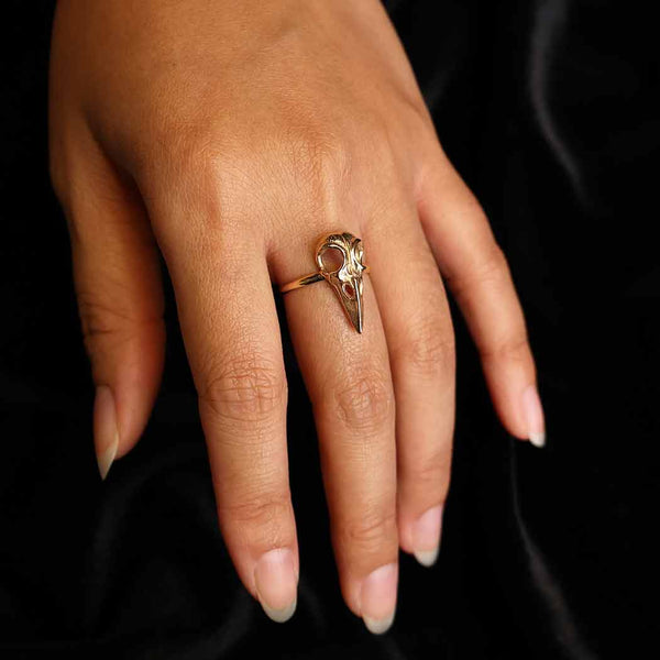 Bronze Raven Skull Ring