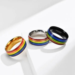 Rainbow Pride LGBTQ Stacked Band Ring