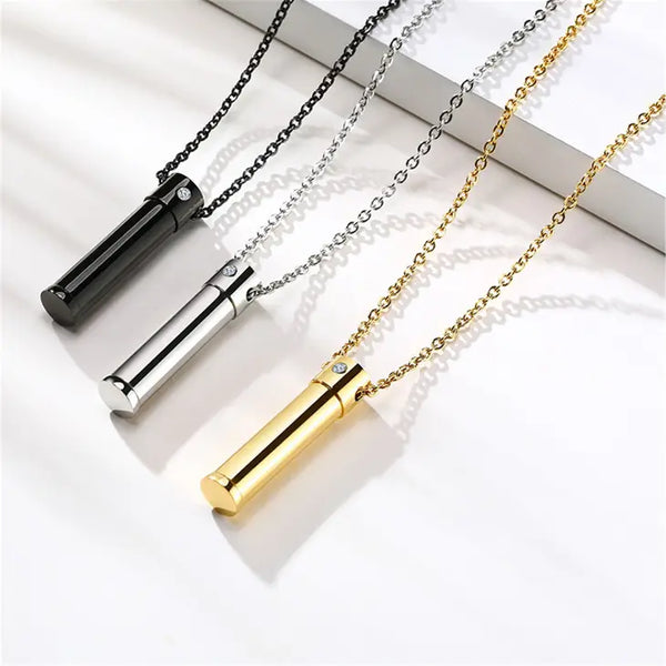 Stainless Steel Urn Pendant Necklace