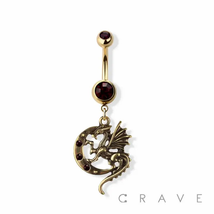 Crecent Moon Dragon 316L Surgical Steel Naval Ring