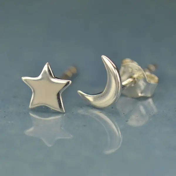 Stud Earrings - Star and Moon