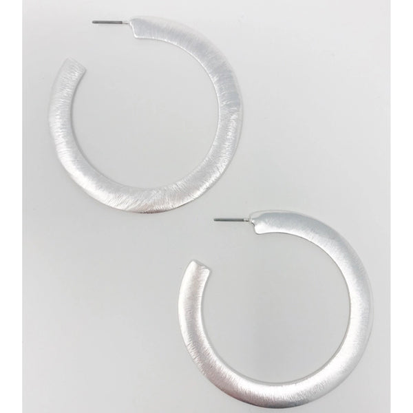 Alma Thick Flattened Metal Hoop Earrings - Ellison + Young