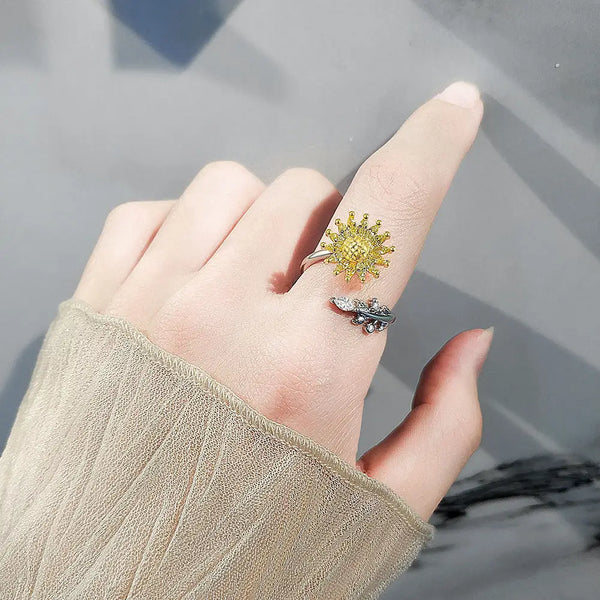 Sunflower Vine Adjustable Fidget Rings