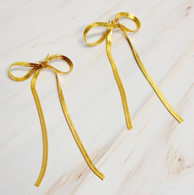 Long Drop Bow Earring