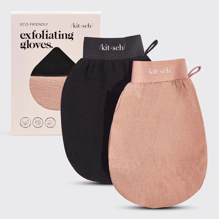 Exfoliating Gloves 2pc set - Black & Terracotta