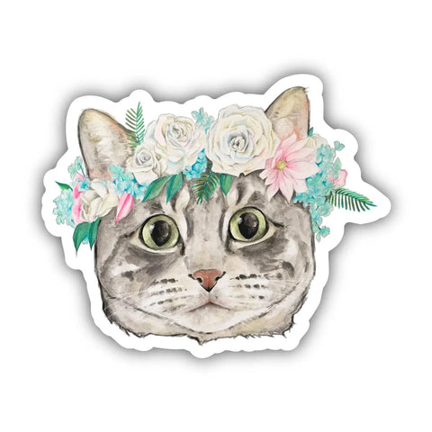 Cat with Flower Crown Sticker