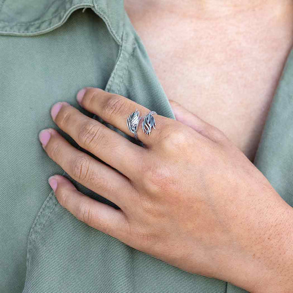 Sterling Silver Pinecone and Needles Adjustable Ring