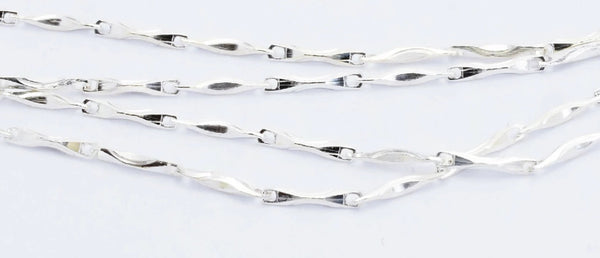 Sterling Silver Singapore Chain - Ingot Style - 16"