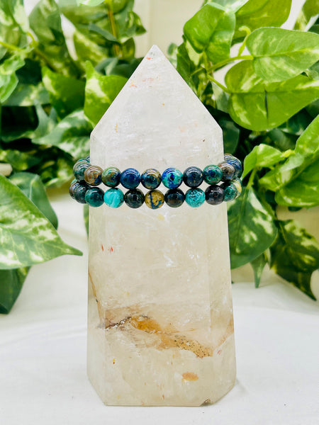 Azurite and Malachite Elastic Bracelets