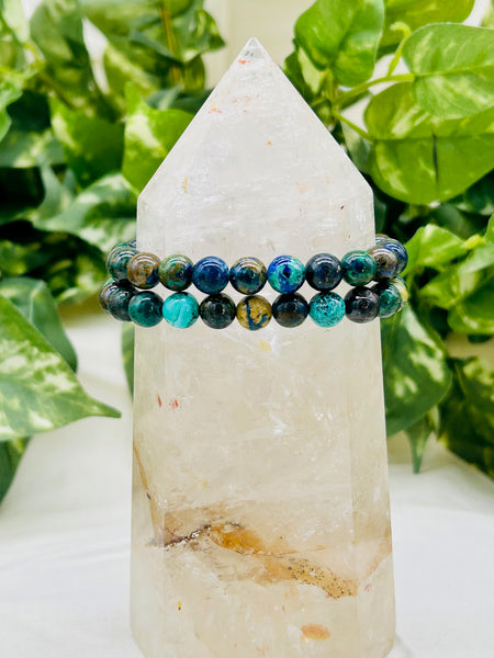 Azurite and Malachite Elastic Bracelets