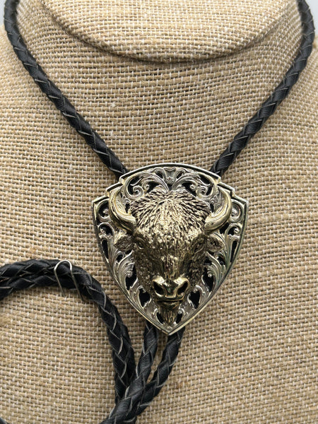 Silver Buffalo Shield Bolo - Marcia Nickols Collection