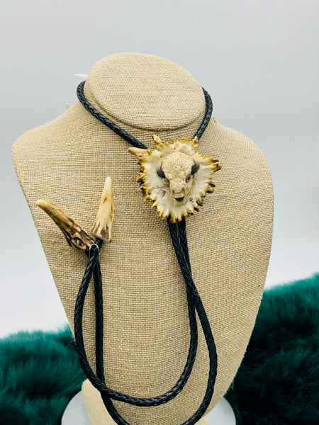 Buffalo Head Antler Bolo - Marcia Nickols Collection