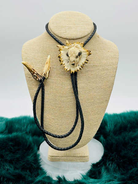 Buffalo Head Antler Bolo - Marcia Nickols Collection