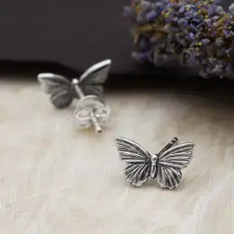 Sterling Silver Textured Butterfly Earrings