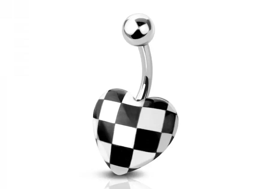 Acrylic Checkerboard Surgical Steel Naval Ring