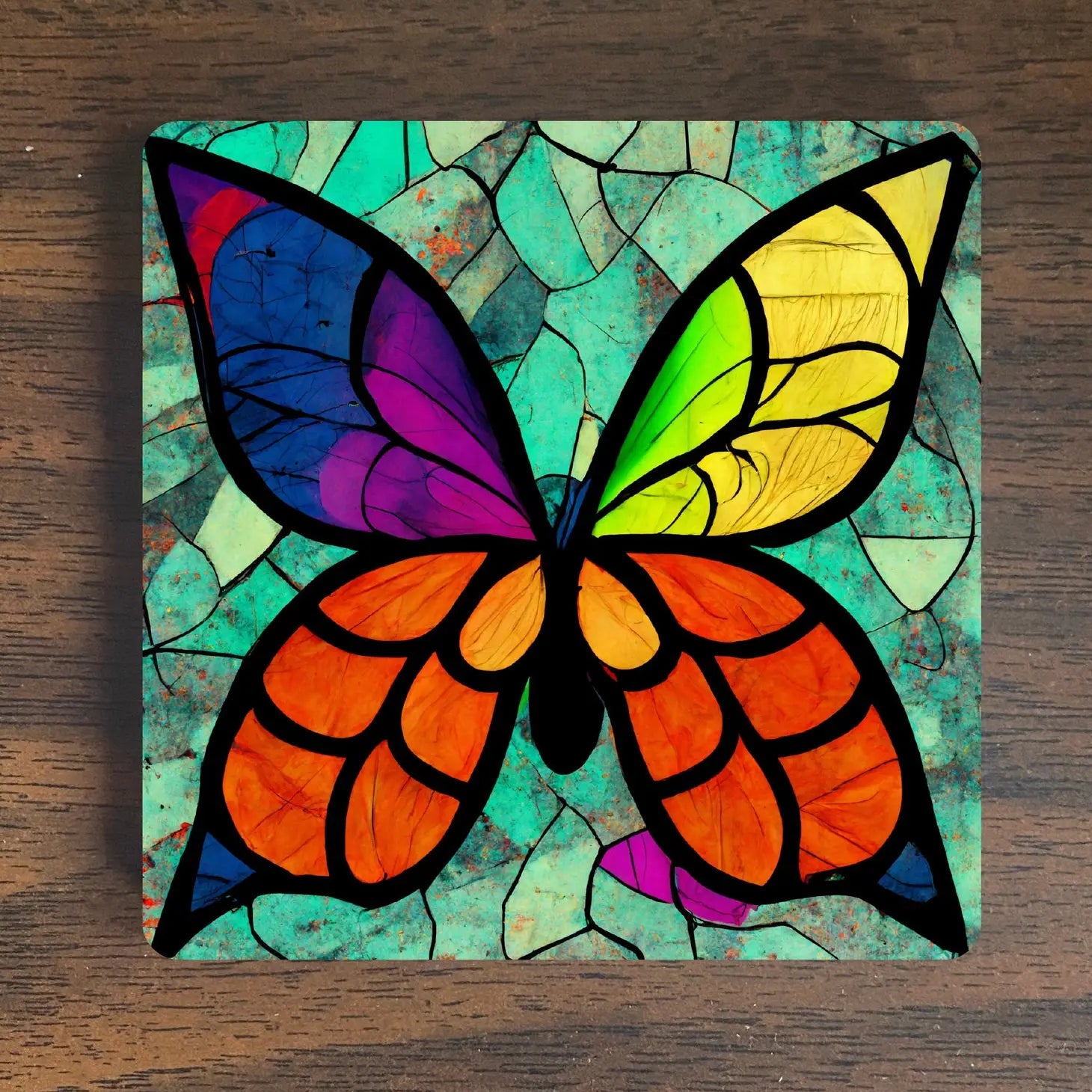 Stained Glass Butterfly Magnet