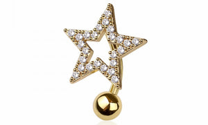 CZ Gem Star Surgical Steel Naval Belly Ring